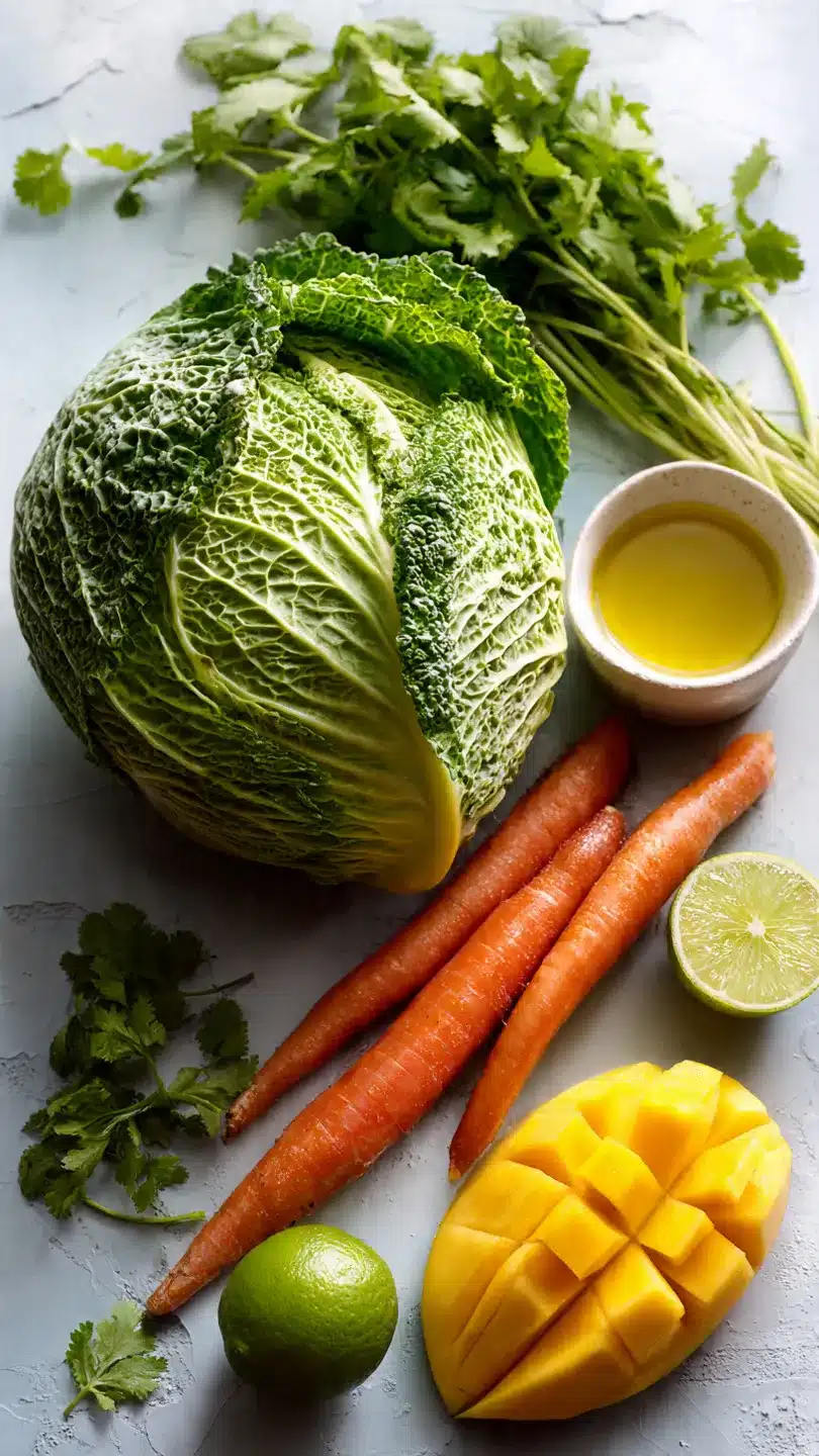 Asiatischer Sapitzkohl-Mango-Salat