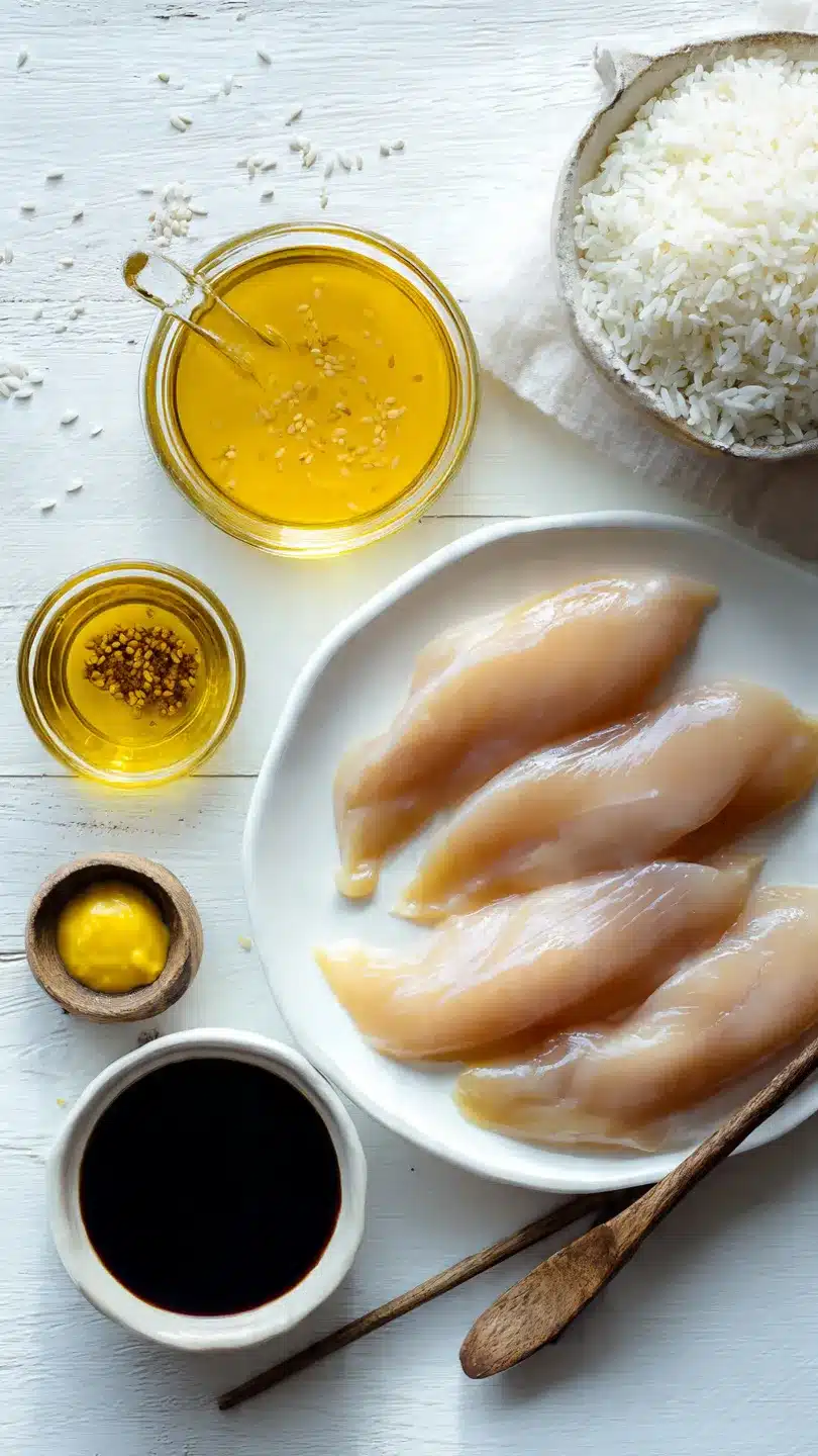 Schnelles Honig Senf Hähnchen mit Reis