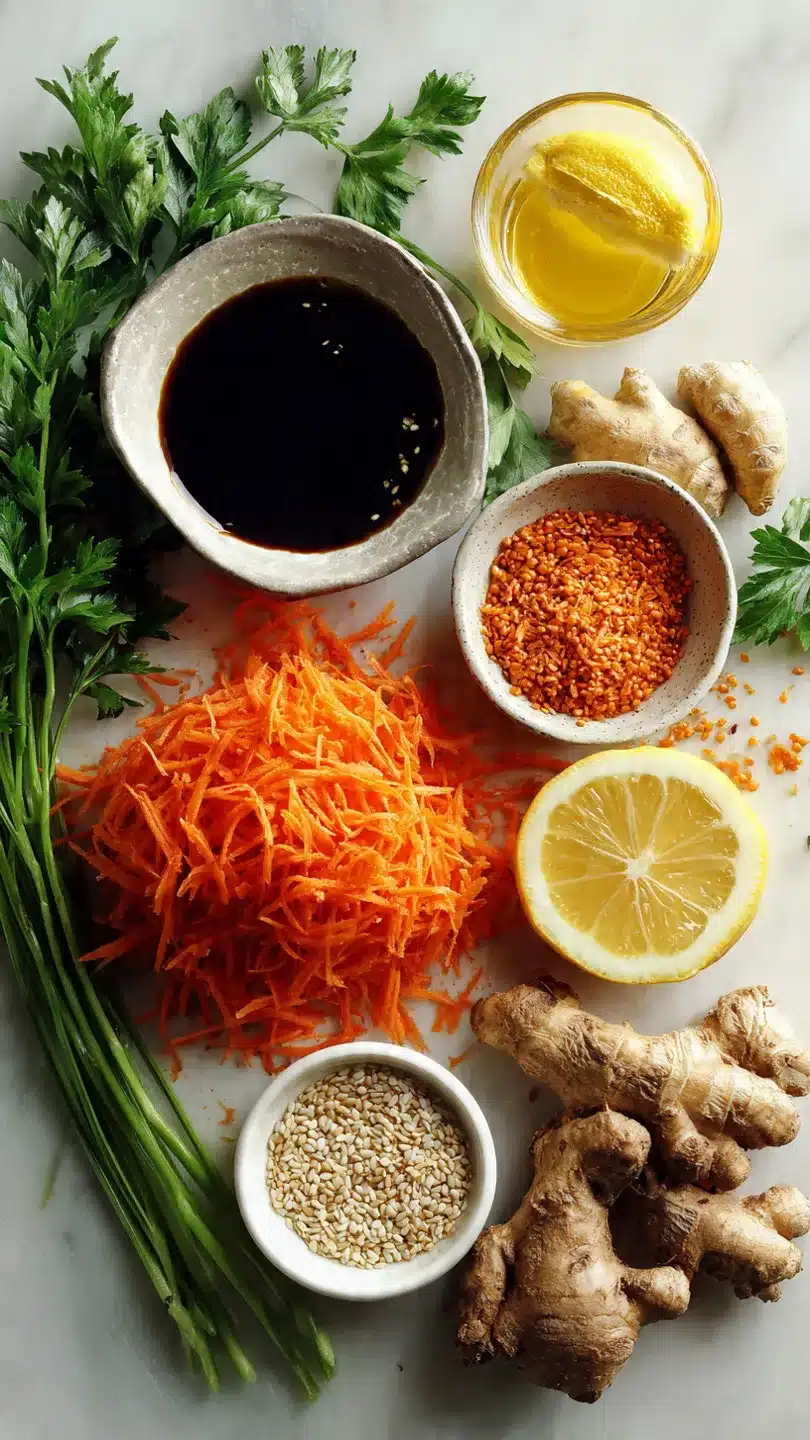 Karottensalat mit Ingwer-Sesam-Dressing