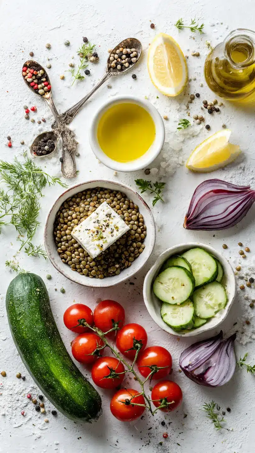 Frischer Linsensalat mit Feta