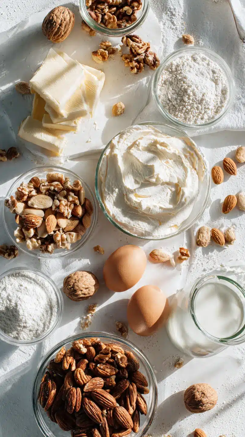 Sahnige Nusstorte mit 220 g Nüssen