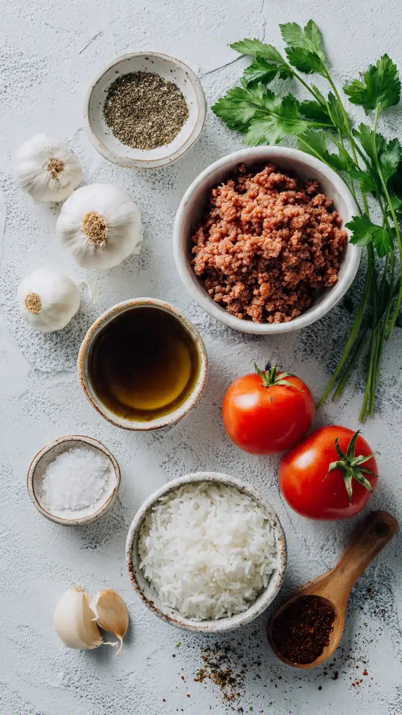 Bifteki mit griechischem Tomatenreis
