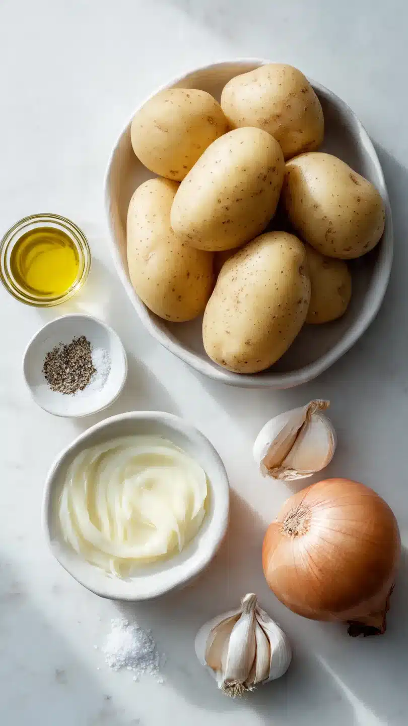 Köstliche cremige Knoblauch-Kartoffelsuppe für kalte Tage