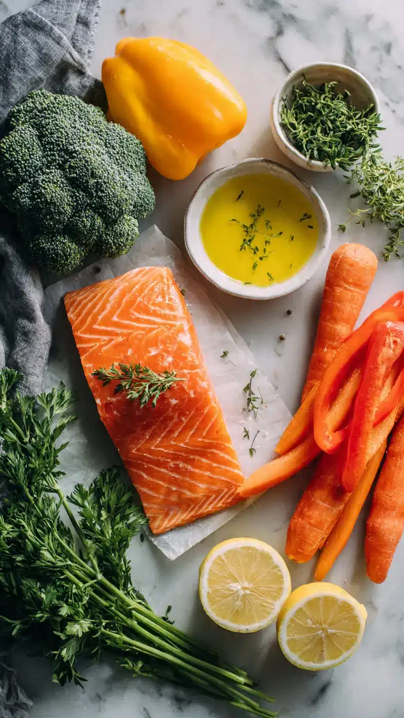 SCHNELLER OFENLACHS GEMÜSESCHMAUS