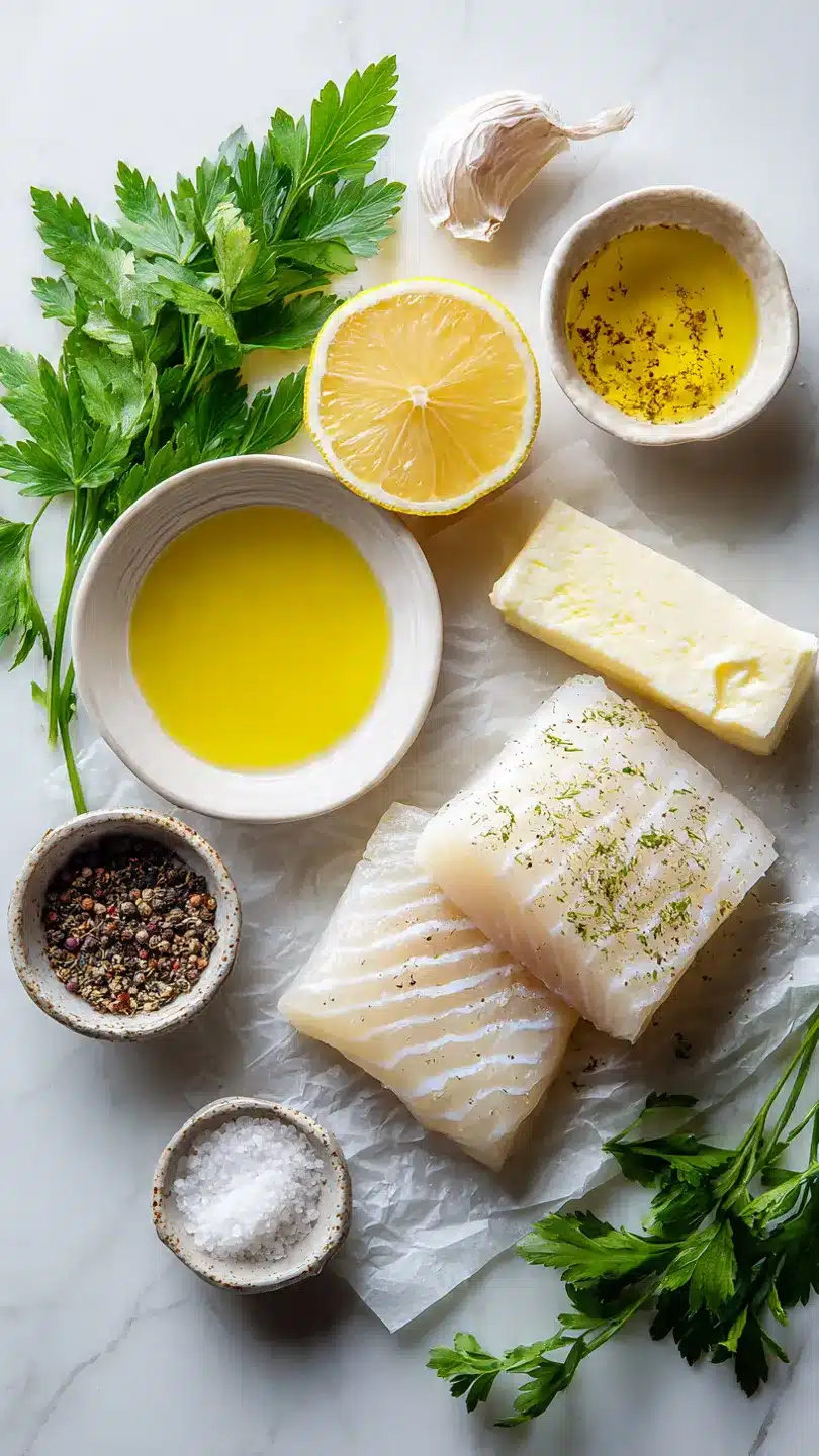 Zitronen-Knoblauch-Butter-Kabeljau mit knuspriger Haut