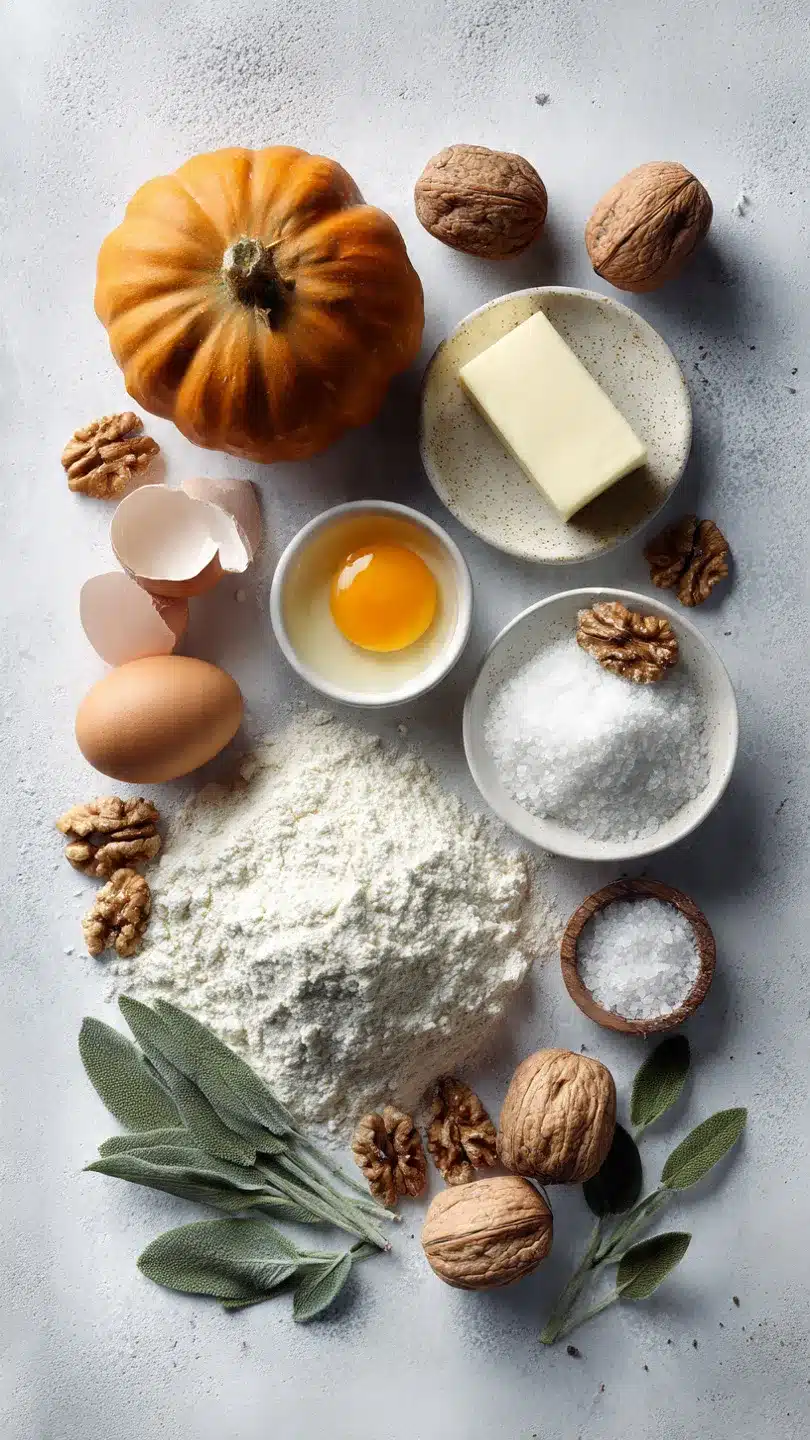 Kürbis-Spätzle mit Walnüsse Salbei