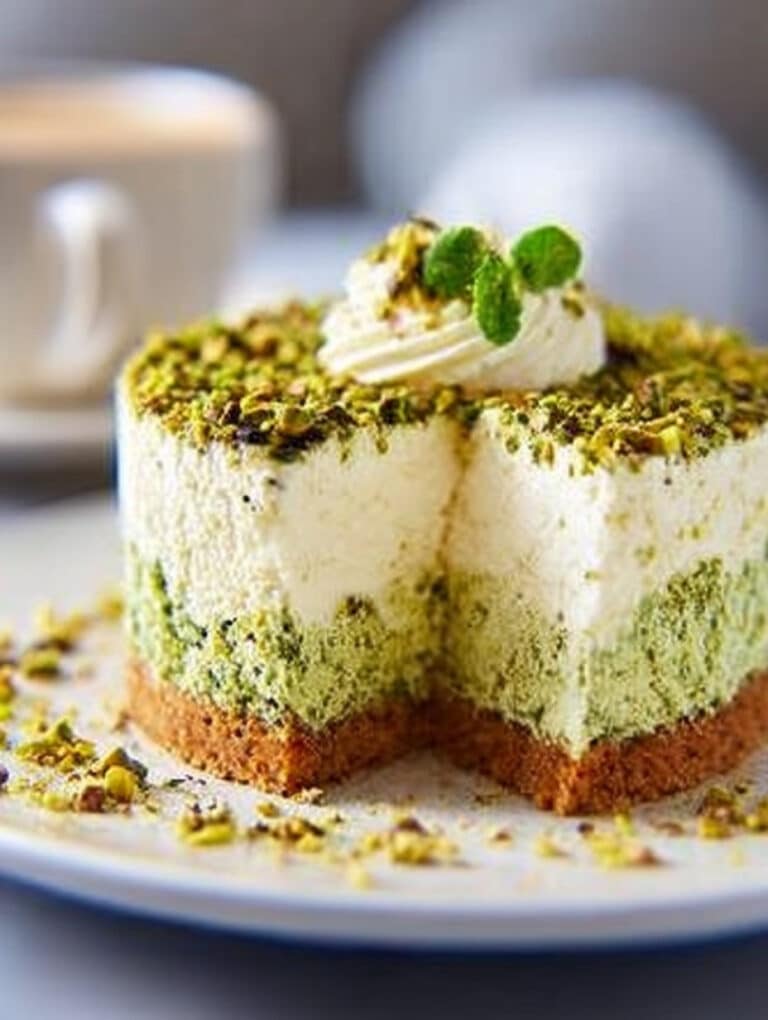 Leichter Low Carb Pistazien-Quarkkuchen ohne Backen – Cremiges Rezept