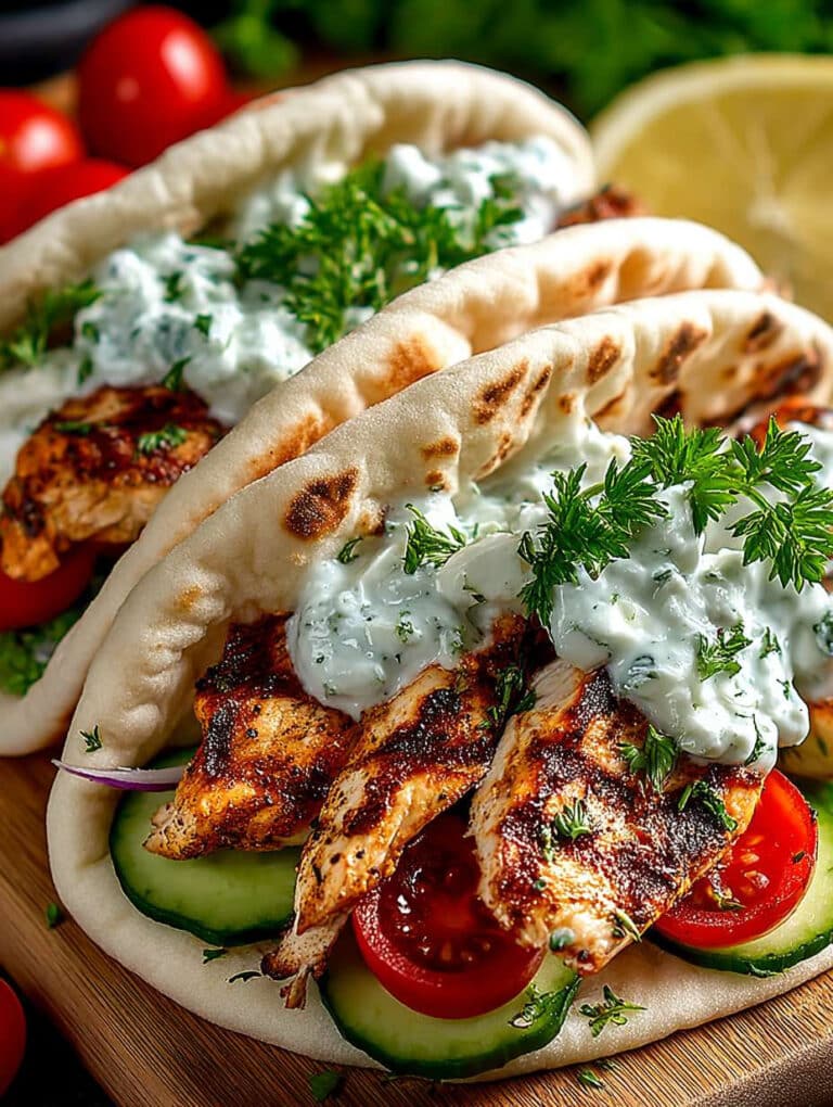 Griechische Hähnchen-Pitas: Schnelles, gesundes mediterranes Rezept mit frischen Aromen