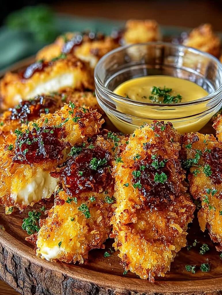 Knusprige Air Fryer Hähnchenstreifen mit Honig-Senf-Sauce: Einfach & Schnell