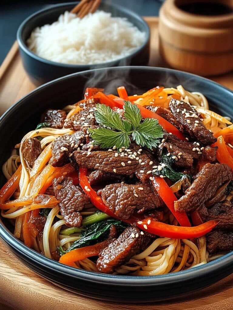 Reisnudeln mit Rindfleisch & Gemüse: Schnelles, gesundes und leckeres Abendessen