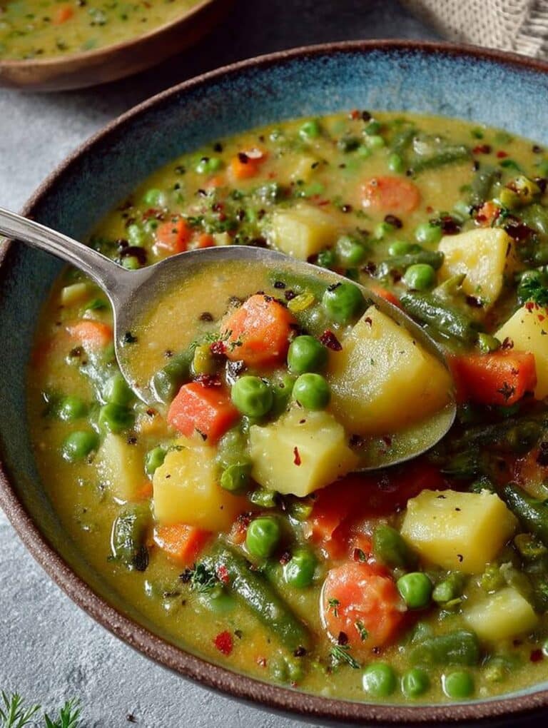 Veganes Erbsen-Kartoffel-Gemüse-Eintopf Rezept: Schnell, Gesund & Glutenfrei