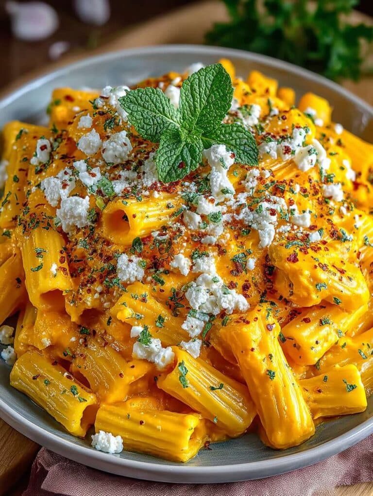 Pasta mit Kürbissosse & Feta: Cremiges Herbst-Highlight Rezept
