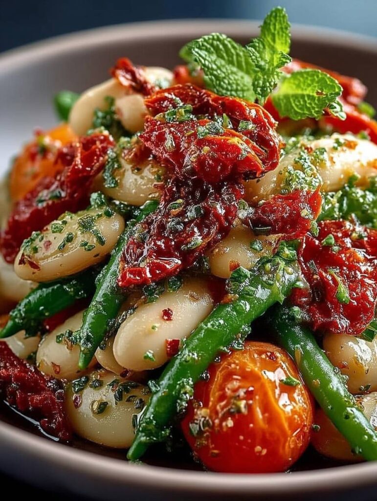 Marinierter Bohnen-Salat mit getrockneten Tomaten: Einfach, Schnell & Gesund