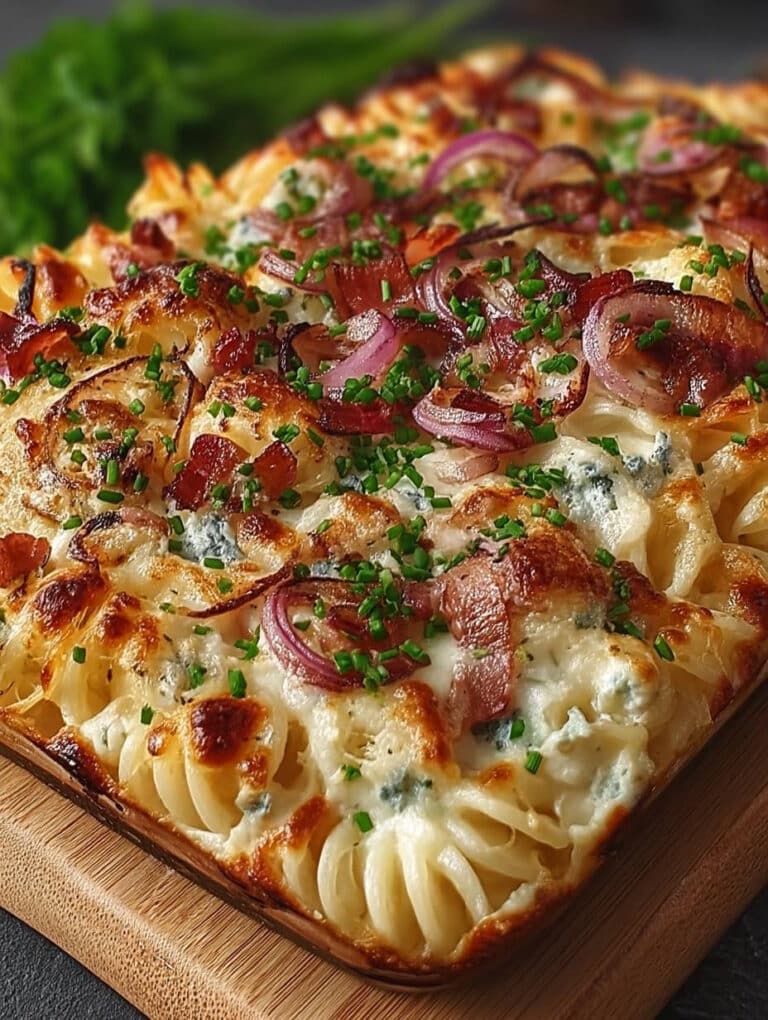 Flammkuchen Pasta Ofen Rezept: Cremiges Hähnchen-Nudelgericht schnell gemacht