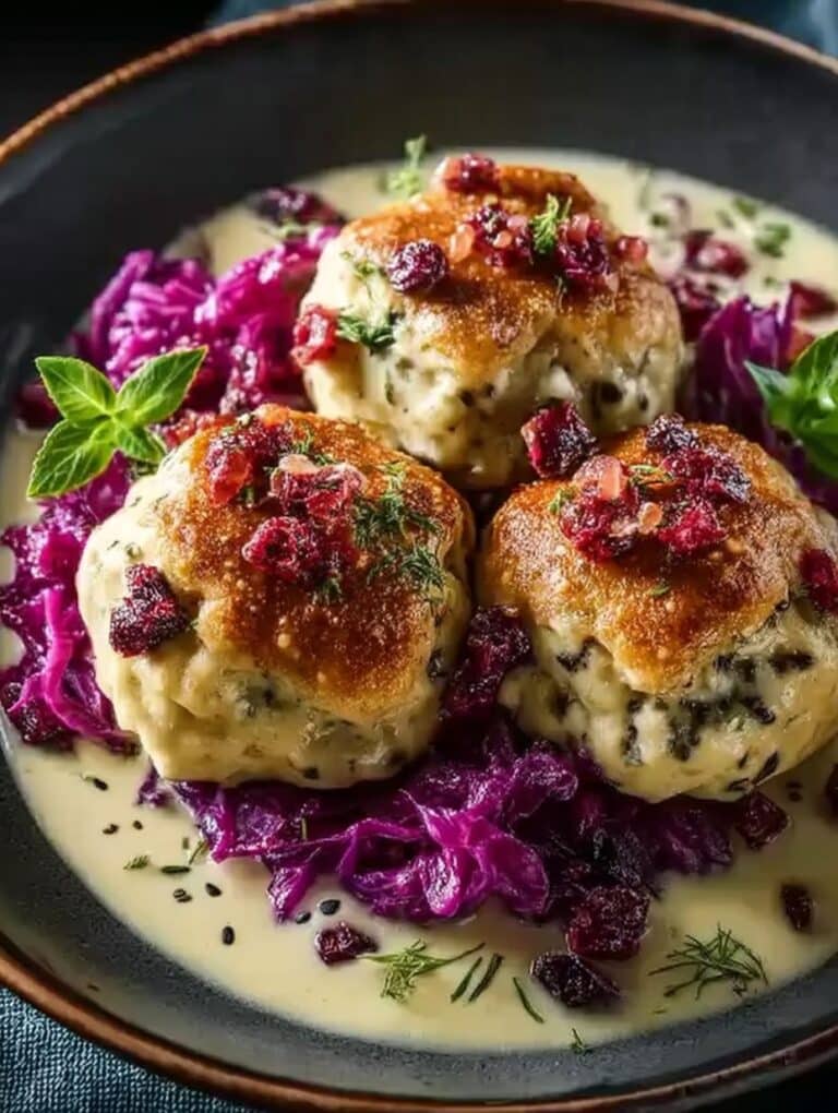 Brezenknödel mit Rotkohl und Speck-Sahne-Sauce: Herzhaft & Raffiniert Genießen